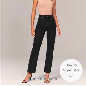 NWT ABERCROMBIE 90s High Rise Straight Jean Black 26